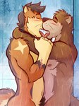 anthro arms_around_neck arms_around_partner belly brown_body brown_fur chase_hunter duo echo_(game) echo_(series) echo_project eyes_closed facial_hair french_kissing fur goatee hi_res kissing licking_tongue male male/male mammal mustelid nude otter pubes scar shower tongue tongues_touching ventkazemaru whiskers