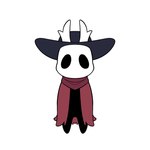 2024 2_horns anthro arthropod bandanna black_body black_clothing black_eyes black_hat black_headwear cape clothing digital_media_(artwork) empty_eyes fan_character flat_colors front_view golde hat headgear headwear hi_res hollow_knight horn insect kerchief male red_bandanna red_cape red_clothing red_kerchief simple_background solo standing team_cherry vessel_(species) white_background white_horn