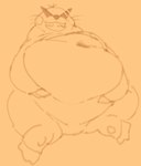 2024 ambiguous_gender anthro belly big_belly biped eulipotyphlan eyewear hi_res hyper mammal mario_bros marioaec1 mega_mole mole_(animal) monty_mole navel nintendo obese overweight simple_background sketch smile solo sunglasses