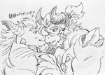 anothereidos_of_dragon_vein_r anthro atmos_(anothereidos_r) barboros_(anothereidos_r) chest_gem dragon duo fishismdick gem hair hi_res horn kissing_nose long_hair male male/male monochrome mythological_creature mythological_scalie mythology ponytail scalie