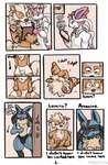 anthro anthrofied arcanine blush bulge canid canine clothing comic dialogue eeveelution english_text fallflys generation_1_pokemon generation_4_pokemon generation_6_pokemon half-closed_eyes hi_res jockstrap lucario male mammal narrowed_eyes nintendo pokemon pokemon_(species) pokemorph sitting surprised sylveon text underwear