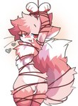 2023 4_fingers :3 absurd_res anthro artist_name balls blush bound canid canine digital_media_(artwork) domestic_cat felid feline felis femboy fingers flaccid foreskin fox fur genitals glans hair heart_symbol hi_res humanoid_genitalia humanoid_penis hybrid icon kemono looking_at_viewer male male_anthro mammal milkypoffinz multicolored_body multicolored_fur multicolored_hair multicolored_tail nude partially_retracted_foreskin pawpads paws penis pink_body pink_eyes pink_fur pink_hair pink_theme puffi_(pinkpoffinz) rope solo tail text urethra watermark white_body white_fur