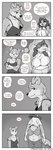 2024 absurd_res anthro big_breasts biped bottomwear bra breasts canid canine canis canisfidelis closed_smile clothed clothing comic crossdressing crossed_arms dialogue domestic_dog dress duo english_text eyebrows female floppy_ears hair herding_dog hi_res humor humphrey_(canisfidelis) larger_female long_hair looking_at_another male mammal midriff monochrome mouth_closed navel open_mouth oversized_clothing pants pastoral_dog seashell_(canisfidelis) shirt simple_background size_difference smaller_male smile speech_bubble standing text thought_bubble tight_clothing tight_shirt tight_topwear tongue topwear underwear welsh_corgi