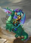 2016 8_legs armor big_teeth blue_body blue_scales bridle cloud crackle_(mlp) deathpwny derp_eyes detailed_background digitigrade dragon duo female feral friendship_is_magic gem hasbro hi_res horn inspired_by_formal_art landscape looking_at_viewer membrane_(anatomy) membranous_wings mountain multi_leg multi_limb my_little_pony mythological_creature mythological_scalie mythology napoleon_bonaparte napoleon_crossing_the_alps open_mouth outside princess_ember_(mlp) red_eyes riding rock saddle scales scalie sharp_teeth signature sitting sky spade_tail spread_wings straddling tail teeth text tongue url wings