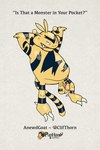 absurd_res anewdgoat anthro balls colored electabuzz english_text flaccid generation_1_pokemon genitals grin hi_res male nintendo penis pokemon pokemon_(species) smile solo text yellow_body