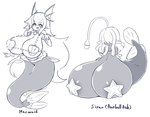 :d anglerfish_merfolk areola areola_slip asterozoan ayazumi_flutter big_breasts blinding_bangs blush bra breasts clothing duo echinoderm female fin hair head_fin hi_res huge_breasts humanoid humanoid_pointy_ears hyper hyper_breasts long_hair lure_(anatomy) marine merfolk mermaid_tail monochrome mostly_nude open_mouth pointy_ears seashell_bra sidelocks siren smile split_form starfish starfish_(accessory) starfish_bra tail tail_fin teeth underwear