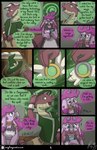 absurd_res anthro comic duo electronics english_text explaining female hi_res hybrid magic magic_user male phone phone_call piercing reptile roxythefoxy scalie snake text transformation transformative_collar url