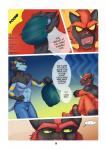 4_toes abs allan_(zourik) anthro anthrofied biceps blush chris_(zourik) clothed clothing comic dialogue duo dylan_(zourik) ellipsis emanata english_text feet felid feline felis generation_4_pokemon generation_7_pokemon head_hit hi_res incineroar luxray male mammal muscular muscular_male nintendo number paws pecs pointy_speech_bubble pokemon pokemon_(species) pokemorph same_evolution_group speech_bubble text time toes topless torracat zourik