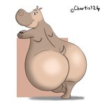 absurd_res anthro big_butt bubble_butt butt charl33 common_hippopotamus dreamworks female gloria_the_hippopotamus hi_res hippopotamid huge_butt looking_at_viewer looking_back looking_back_at_viewer madagascar_(series) mammal nude overweight overweight_anthro overweight_female presenting presenting_hindquarters rear_view smile solo thick_thighs wide_hips