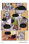 2:3 apple bandage bastriw canid canine canis clothing comic dialogue english_text father_(lore) father_and_child_(lore) father_and_son_(lore) food fruit green_eyes hi_res inside male mammal nico_(bastriw) parent_(lore) parent_and_child_(lore) parent_and_son_(lore) plant shirt son_(lore) tank_top text topwear url wolf