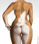 2021 anthro back_boob breasts butt butt_focus deer deer_(noxu) digital_media_(artwork) digital_painting_(artwork) female fluffy fluffy_tail fur hand_on_hip hi_res legs_together mammal noxu nude raised_tail rear_view side_boob simple_background slim solo spots standing tail tan_body tan_fur thigh_gap white_body white_fur