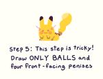 :3 balls dipstick_ears directional_arrow ear_markings english_text feral fur generation_1_pokemon genitals how-to instructions male mammal multicolored_ears nintendo penis pikachu pokemon pokemon_(species) simple_background solo text unknown_artist white_background yellow_body yellow_fur