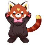 3_toes 4_fingers :3 ailurid ambiguous_gender biped bow_tie brown_body brown_fur cute_little_panda daww digital_drawing_(artwork) digital_media_(artwork) feet feral fingers fur lesser_panda male_(lore) mammal neck_tuft neckwear_only orange_body orange_fur pawpads pink_neckwear raised_arms red_panda_1 semi-anthro smile solo standing tail toes tuft white_body white_fur