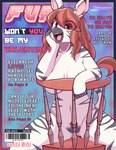 absurd_res anthro big_breasts breasts brown_hair chair convenient_censorship cover digital_media_(artwork) english_text equid equine female fur furniture hair heart_symbol hi_res horse kurus looking_at_viewer magazine magazine_cover mammal multicolored_body multicolored_fur multicolored_hair nude open_mouth pubes simple_background solo text tongue two_tone_body two_tone_fur white_body white_fur zebra