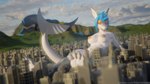 16:9 2021 3d_(artwork) 4_toes 4k absurd_res anthro areola big_breasts blender_(artwork) breasts city clothing destruction digital_media_(artwork) ear_piercing feet female fish flip_flops footwear freschrenders furgonomics furry-specific_piercing genitals grey_body hair hi_res landscape landscape_dwarfing looking_at_viewer macro male marine nikki_(pogonip) nude open_mouth piercing pussy sandals shark shoes smile solo tail tail_piercing teeth text toes url visor watermark widescreen