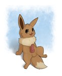 animal_genitalia animal_penis balls blue_background brown_body brown_fur canine_genitalia canine_penis eevee erection feral fur generation_1_pokemon genitals hi_res knot knotted_penis male nintendo penis pokemon pokemon_(species) presenting presenting_penis resachii shaded simple_background white_background