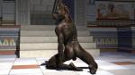 3d_(artwork) anthro anubian_jackal anubis arched_back backsack balls biped butt butt_pose canid canine canis deity digital_media_(artwork) egyptian egyptian_mythology feet full-length_portrait genitals hair hi_res hieroglyphics humanoid_feet jackal kneeling long_hair looking_at_viewer looking_back male mammal middle_eastern_mythology muscular muscular_anthro muscular_male mythology nude plantigrade portrait pose rear_view solo source_request temple three-quarter_view wooky yellow_eyes