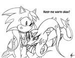 2015 anthro areola_outline black_and_white blush bottomwear breasts clothed clothing demon duo english_text essence_(viroveteruscy) eulipotyphlan fan_character female gateon gloves hair handwear hedgehog line_art male mammal markings monochrome nipple_outline open_mouth runnic_(darkhedgehog23) sega sonic_the_hedgehog_(series) text topwear viroveteruscy world_gates