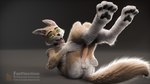 3d_(artwork) 4_toes 5_fingers anthro black_eyebrows black_nose black_pawpads butt butt_heart canid canine canis claws collar digital_media_(artwork) digitigrade eyebrows feet fingers fur furflection genitals glans gloves_(marking) green_eyes hi_res hufie(furflection) humanoid_genitalia humanoid_penis inner_ear_fluff leg_markings legs_up lying male mammal markings nude on_back open_mouth pawpads penis penis_tuck pink_glans realistic simple_background socks_(marking) solo teeth toes tongue tongue_out tuft white_markings white_sclera wolf yellow_body yellow_fur