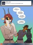 2015 antelope anthro anubian_jackal ask_blog blush bovid canid canine canis conditional_dnp dialogue digital_media_(artwork) english_text eyewear female gazelle giraffe giraffid glasses glitter_(kadath) group jackal kadath kissing mammal nightshade_(kadath) patrick_(kadath) piercing text