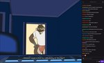 2024 absurd_res anthro beard big_bulge biped bluesh body_hair bulge chair chest_hair clothed clothing computer_keyboard desk dialogue english_text facial_hair fur furniture hair hairy hand_on_hip hi_res hyena inside josue_(bluesh) livestream male male_anthro mammal mature_anthro mature_male muscular muscular_anthro muscular_male profanity shirt solo standing stream_chat table text topwear tuft twitch.tv underwear