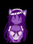 accessory alpha_channel anthro bell border clothing collar domestic_cat felid feline felis female hair headband hi_res lunarfroxy maid_uniform mammal nova-aurora purple_hair solo transparent_border uniform vtuber