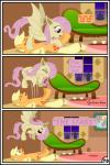 absurd_res applejack_(mlp) bat_pony blonde_hair comic duo earth_pony equid equine fangs female feral flutterbat_(mlp) fluttershy_(mlp) friendship_is_magic green_eyes gutovi-kun hair hasbro hi_res horse mammal my_little_pony mythological_creature mythological_equine mythology pegasus pink_hair pony red_eyes teeth wings