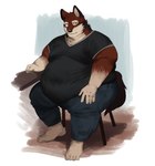Rating: s
ID: 4964575
Date: 2024-08-04 23:10:10 -0400
Status: active
Score: 61
4_toes 5_fingers anthro belly_overhang big_moobs black_body black_clothing black_fur black_nose black_shirt black_topwear bottomwear brown_eyes canid canine canis chest_tuft clothing denim denim_bottomwear denim_clothing double_chin echo_(game) echo_(series) echo_project facial_tuft fattybread feet fingers fur furniture head_tuft hi_res jeans leo_alvarez looking_aside male mammal moobs multicolored_body multicolored_fur neutral_expression obese obese_anthro obese_male overweight overweight_anthro overweight_male pants red_body red_fur shadow shirt sitting sitting_on_stool solo table tan_body tan_fur thick_arms thick_thighs toes topwear tuft v-neck wolf post #4964575