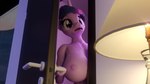 3d_(artwork) absurd_res anthro anthrofied areola big_breasts breasts digital_media_(artwork) door equid equine female friendship_is_magic hair hasbro hi_res horn lamp mammal my_little_pony mythological_creature mythological_equine mythology nipples purple_areola purple_nipples solo symm twilight_sparkle_(mlp) unicorn