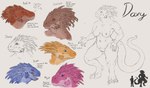 anthro breasts claws daxy digitigrade english_text female hi_res model_sheet muscular nude piercing scalie solo tail teeth text upai