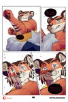 2:3 bastriw blue_eyes canid canine canis comic dialogue english_text eye_scar facial_scar felid fight green_eyes hi_res male mammal martin_(bastriw) nico_(bastriw) pantherine scar text tiger url wolf