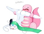 abdominal_bulge blush breasts butt cactuscacti duo english_text female generation_1_pokemon generation_5_pokemon humanoid legendary_pokemon licking lickitung meloetta nintendo nude pokemon pokemon_(species) simple_background text tongue tongue_out