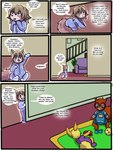 2013 3:4 anthro babystar biped clothing comic detailed_background dialogue digital_media_(artwork) eeveelution english_text female flareon fur gemma_polson generation_1_pokemon group hair hi_res male mammal nintendo onesie plushie pokemon pokemon_(species) rasile_murdock rodent sciurid sitting standing text tree_squirrel trio young young_anthro zeezee_murdock