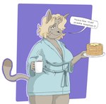 Rating: s
ID: 5100258
Date: 2024-10-07 15:38:04 -0400
Status: active
Score: 6
anthro bathrobe blonde_hair breasts cleavage clothed clothing coffee_cup container cup dialogue domestic_cat english_text felid feline felis female food fur glubbub greeting_viewer grey_body grey_fur hair hair_over_eye hi_res looking_at_viewer mammal mature_anthro mature_female pancake robe robe_only short_hair slightly_chubby slightly_chubby_female smile solo speech_bubble tail text post #5100258