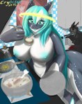 absurd_res alien anthro big_breasts black_hair blue_eyes blue_hair breasts brown_eyes canid canine canis cetacean clock cooking crybitur cutlery dolphin felid female food fur grey_body grey_fur hair halo hi_res hybrid kitchen kitchen_utensils mammal marine meat nipples nude oceanic_dolphin open_mouth orca red_hair smile solo soup spoon stellaris tail teeth tentacle_creature tentacles tools toothed_whale water white_body white_fur white_hair wolf