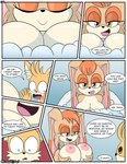 age_difference anthro areola bath bathing bathtub big_breasts breasts canid canine comic dialogue duo english_text female fox hi_res lagomorph leporid luckster1234 male male/female mammal mature_female miles_prower nipples older_female pink_areola pink_nipples rabbit sega sonic_the_hedgehog_(series) text vanilla_the_rabbit younger_male