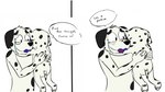 16:9 anthro beargarbage bluey_(series) bodily_fluids canid canine canis chloe_(bluey) crying dalmatian dialogue domestic_dog duo english_text female frank_(bluey) fur hi_res hug lipstick makeup male mammal markings mascara spots spotted_body spotted_fur tears tears_of_joy text widescreen