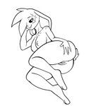 anthro anus black_sclera breasts butt diamond_(fours) eye_scar facial_scar female fours_(artist) freckles genitals has_colored-in_version has_shaded_version hi_res lagomorph leporid lying mammal monochrome nipples presenting presenting_hindquarters presenting_pussy pussy rabbit scar solo