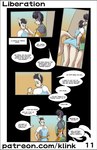 anthro balls black_border border bottomless canin clothed clothing colonel_klink comic dialogue duo english_text femboy genitals hi_res jason_(colonel_klink) male male/male profanity roka_(colonel_klink) size_difference text upskirt url