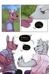 2:3 bastriw canid canine canis clothing comic dialogue domestic_dog green_eyes hairless hairless_dog hi_res male mammal manu_(bastriw) nico_(bastriw) outside primitive_dog sky text wolf xoloitzcuintli yellow_eyes