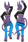 5_fingers 5_toes anthro anus balls barefoot beerus belly_shirt bottomwear bottomwear_down butt claws clothed clothing crop_top dakimakura dakimakura_design darkshiner8 deity domestic_cat dragon_ball dragon_ball_super erection feet felid feline felis fingers foot_ninja15 foreskin front_and_back front_view genitals hairless hairless_cat hi_res humanoid_feet humanoid_genitalia humanoid_penis low_waisted_pants male mammal pants pants_down partially_clothed penis plantigrade purple_body purple_skin rear_view retracted_foreskin shirt soles solo toes topwear