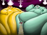 4:3 absurd_res belly bulbasaur effra feeding generation_1_pokemon generation_8_pokemon geoffachu gigantamax_alcremie gigantamax_pokemon group hi_res macro male morbidly_obese nintendo obese overweight pikachu pokemon pokemon_(species) trio wolfgerlion64