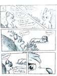 bodily_fluids canid canine canis domestic_dog duo female feral hans_(yordraw) hi_res male mammal mich_(yordraw) patreon_username plant rodent sad sciurid shrub spanish_text speech_bubble tears text translated tree_squirrel url yordraw