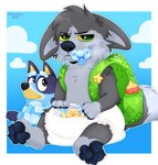 Rating: s
ID: 5609624
Date: 2025-05-30 15:48:09 -0400
Status: active
Score: 9
annoyed anthro baby_bottle backpack blue_background bluey_(series) bluey_heeler border clean_diaper clothed clothing cloud diaper diaper_only frown fructoruu fur generation_3_pokemon green_eyes grey_body grey_fur grumpy hi_res male nintendo object_in_mouth pacifier pacifier_in_mouth pawpads paws pokemon pokemon_(species) poochyena simple_background sitting sky solo toddler topless wearing_diaper white_background white_border young young_anthro young_male post #5609624