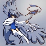 1:1 alternate_species armwear avian biped black_eyes blue_clothing blue_eyes clothed clothing cosplay duo fake_tail feathered_wings feathers female feral footwear generation_2_pokemon grey_background grey_body grey_feathers grey_hair grey_wings hair hitec human humanized legendary_pokemon legwear light_body light_skin lugia mammal nintendo pokemon pokemon_(species) short_hair simple_background solo_focus stockings tail tan_body tan_skin white_armwear white_clothing white_footwear white_legwear white_stockings wings