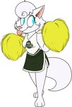 2017 3_toes anthro arctic_fox barefoot biped black_eyebrows blue_eyes breasts canid canine cheek_tuft cheerleader clothed clothed_anthro clothed_female clothing digital_drawing_(artwork) digital_media_(artwork) eyebrow_through_hair eyebrows eyelashes facial_tuft feet female female_anthro fluffy fluffy_tail fox fox_tail front_view fur fur_tuft glistening glistening_eyes glistening_nose glistening_tongue green_clothing hair hi_res kabula_(artist) mammal no_pupils pom_poms simple_background solo standing tail tan_inner_ear tan_nose tan_tongue toes tongue tongue_out topwear translucent translucent_hair true_fox tuft vanessa_severin white_background white_body white_ears white_fur white_hair white_tail yellow_pom_poms