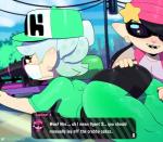 absurd_res animal_humanoid baseball_cap beanie big_butt butt butt_grab callie_(splatoon) cephalopod cephalopod_humanoid clothing dialogue duo english_text eyewear female glistening glistening_body glistening_clothing gun hand_on_butt hat headgear headwear hi_res humanoid inkling looking_back lying marie_(splatoon) marine marine_humanoid mask mollusk mollusk_humanoid nintendo on_front ranged_weapon rifle sniper_rifle somescrub splat_charger splatoon splatterscope sunglasses text tight_clothing weapon