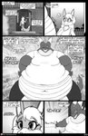 2019 absurd_res anthro belly big_belly blush bottomwear breasts canid canine canis chubby_cheeks clothing comic deep_navel dipstick_tail domestic_dog dragon english_text eyes_closed female food furniture hi_res horn husky if_hell_had_a_taste male mammal markings maxine_(thunderkid92) monochrome mythological_creature mythological_scalie mythology navel nordic_sled_dog obese obese_anthro obese_male open_mouth overweight overweight_anthro overweight_male pants scales scalie scar shirt skylar_fidchell sound_effects speech_bubble spitz table tail tail_markings text topwear url ventral_scales viroveteruscy