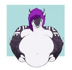 2017 4_fingers ace_(leosapphirekitsune) anthro arm_fins belly belly_squish blue_eyes digital_drawing_(artwork) digital_media_(artwork) english_description facial_piercing fin fingers fish flat_colors grey_body grey_markings grey_skin hair half-length_portrait hi_res holding_belly looking_at_viewer male marine markings moobs navel nose_piercing nose_ring nude_anthro nude_male obese obese_anthro obese_male overweight overweight_anthro overweight_male piercing portrait purple_hair ring_piercing shark sharp_teeth simple_background smile smiling_at_viewer solo squish teeth theannoyingnpc toothy_grin white_body white_markings white_skin