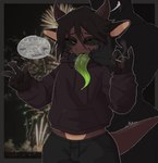 Rating: q
ID: 4507772
Date: 2024-01-01 03:07:06 -0500
Status: active
Score: 63
anthro black_sclera bodily_fluids brown_body brown_hair brown_skin chinese_zodiac clothed clothed/nude clothing dialogue dragon drugs duo ear_piercing eastern_dragon english_text facial_piercing femboy finger_in_mouth fish_hooking fully_clothed gesture green_eyes hachi_(hachikxma) hachikxma hair hand_gesture hi_res holidays horn long_tongue male male/male marijuana muscular muscular_male mythological_creature mythological_scalie mythology new_year nose_piercing nude piercing scalie speech_bubble sweat sweatdrop tail text tongue tongue_out twitching v_sign year_of_the_dragon post #4507772